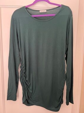 Smallshow Maternity Forest Green Long-Sleeve Ruched Side Tee